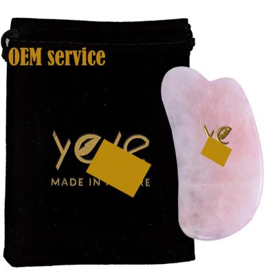 China Multi-Function Beauty Equipment Pink Jade Natural Rose Quartz Stone Gua Sha Tool Board for sale