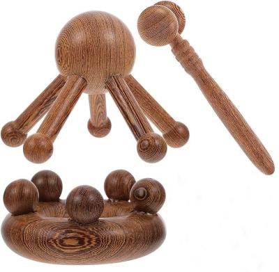 China Acupoint Relaxing Wood Therapy Massage Tool with Certification and Wooden Head Massager for sale