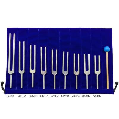 China Aluminum Alloy Material 9 Pcs Tuning Forks for Sound and Solfeggio Healing Therapy for sale