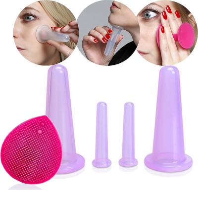 China Anti-cellulitis en massagefunctie 4pcs Silicone Cupping Cup Set voor gezichtsmassage Te koop