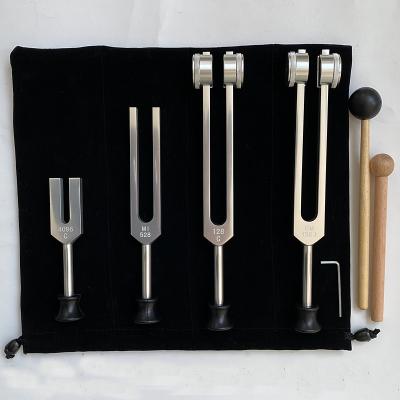 China Stainless Steel Sound Therapy Chakra Tuning Fork Set 4096 528 128 136.1 Hz Clear Tone for sale