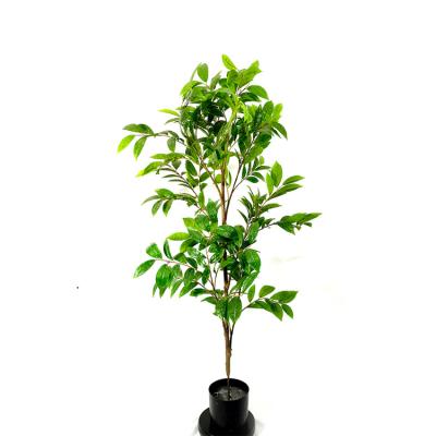 China Artificial Green Plastic Plant 1.5M Environmental Decorative Tree Leaf Tea Tree for sale