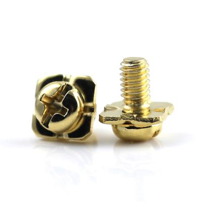 China PM/SW4*8 Brass Pan Terminal Sems Head Screw With Square Washer for sale