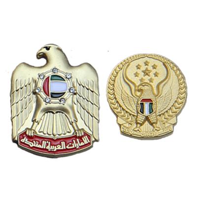 China Promotional Hot Sale China UAE Falcon Magnetic Badge Low Price National Day Emblem With Flag Pin for sale