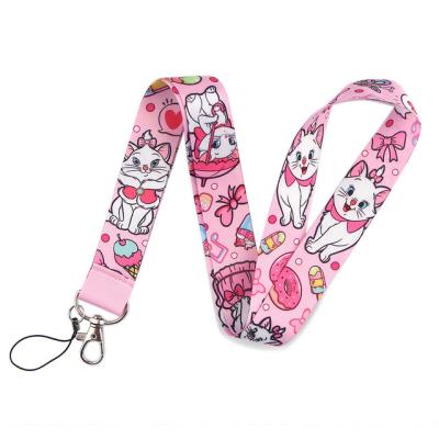 China Lanyard Custom Printed Cute Pink Logo Polyester Neck Strap Nylon Lanyard Factory Price Embroidery Sublimation for sale