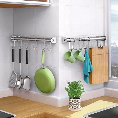 China Durable On Unmounted Wall Hanging Rod Hook Holder Stainless Steel Hooks Stainless Organizer Shelf for sale