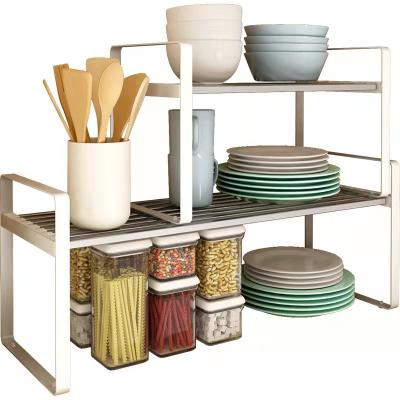 China Hot Selling Modern Stainless Steel Kitchen Rack Layer Rise Adjustable Dish Drying Rack Kitchen Storage Rack for sale