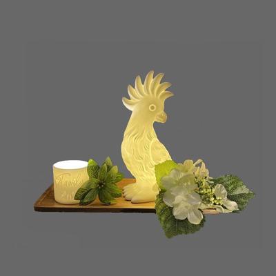 China 2021 new design porcelain pocelain parrot in LED light vivid gifts ceramic home decoration for sale