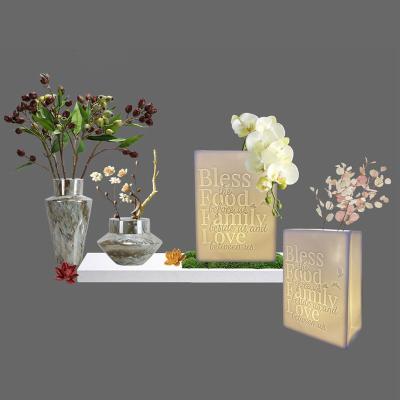 China 2021spring new design porcelain flower pot with LED light ceramic design home decoration for sale