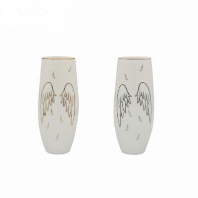 China 2021 Porcelain Angel Wings Flower Pot In Birthday Gift Decoration Porcelain Ceramic Home Wedding Gift for sale