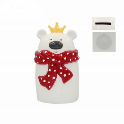 China Vivid Porcelain Ceramic Bear Decoration Christmas Porcelain Fashion Styles Gifts Save Piggy Bank for sale