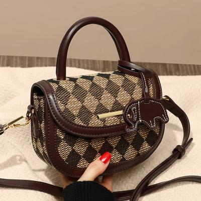 China New Fashion Trendy Plaid Canvas Bag And Purses Ladies Luxury Female Sling Shoulder Bags Cross Body Bags Women Handbags for sale