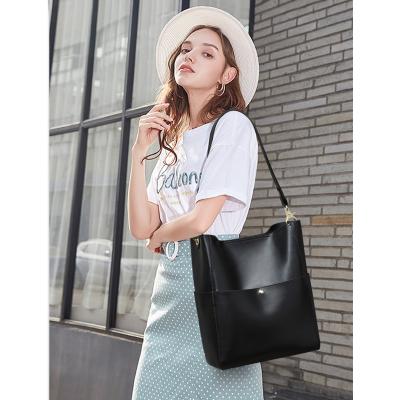 China Viney Waterproof Lager Capacity Customized Logo High Quality Handbags For Ladies Genuine Leather Bucket Bag for sale