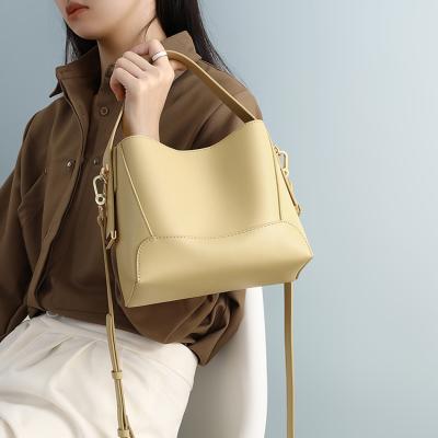 China Lady Viney High Quality Customize Logo Female Genuine Leather Luxury Ladies Shoulder Bucket Bags Women Handbags for sale