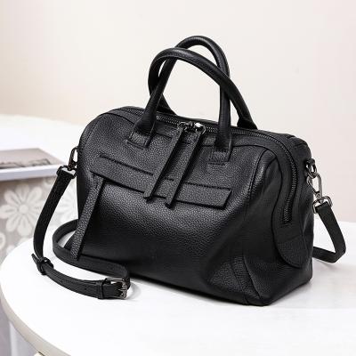 China 2022 Eco-friendly 100% genuine leather handbags tote bag fashion new style genuine black color women's leather handbags for sale