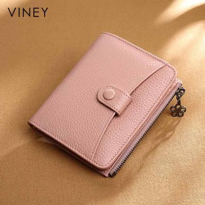 China High Quality Simple Hot Selling Custom Logo Package Genuine Leather Women's Purses Purses Leather Wallet from Viney for sale