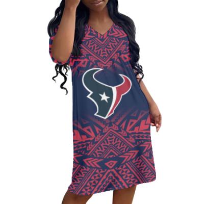 China Team Big Size Women Casual Design Custom American Football Anti-Static Polynesian Samoan Tribal NFL Summer Retro Loose Dress Clothing for sale