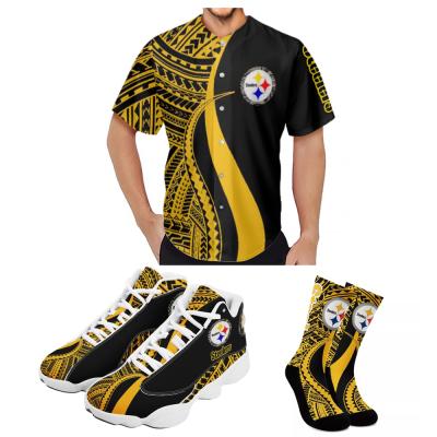 China Hot Sales Design NFL American Football Team Custom Big Size Personality Fashion Tank Top Sneaker Polynesian Polynesian Samoan Tribal Socks Antibacterial for sale