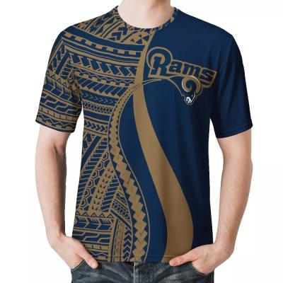 China Anti-Wrinkle POD Polynesian Samoa Tribal Design 1MOQ NFLE American Football Team Clothing Custom Oversize Man T-shirt Fashion Men Shirt for sale