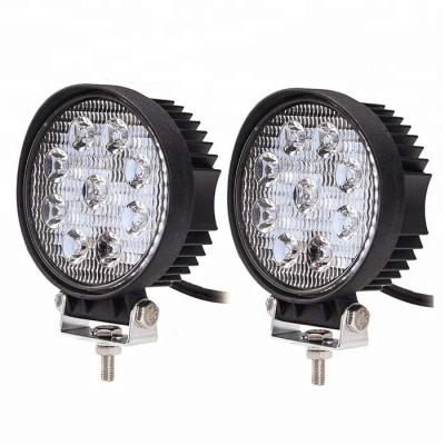 China Aluminum 9LED 27w led work amp 12v led car flood light round 4 inch 27w / spot beam led offroad work light for sale