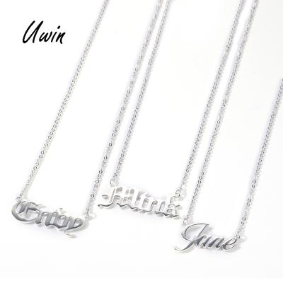 China Custom Hiphop Name Necklace 925 Sterling Silver Personalized Name Plate Jewelry for sale