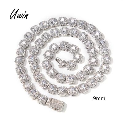 China Wholesale Hiphop UWIN Hip Hop 9mm CZ Cubic Zirconia Necklace D.C.A. Chain Circonia Hitter Jewelry for sale