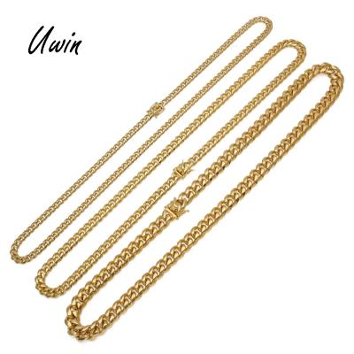 China Tasty Never Fade Mens Necklace Hiphop Stainless Steel Miami Cuban Link Chain 8mm 10mm 12mm 14mm Dog Chain for sale