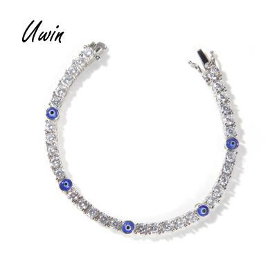 China Hiphop New Arrival Blue Eye Bracelet Turkish D.C.A. CZ Anklet Chain Iced Out Tennis Bracelets Women Wholesale Jewelry for sale