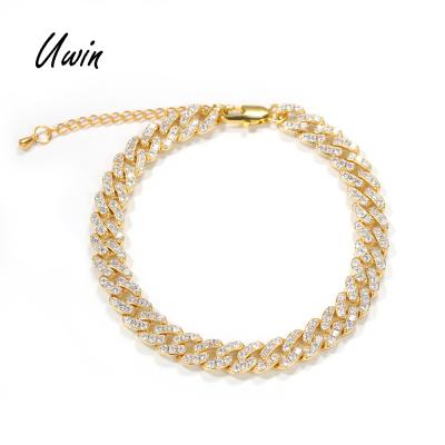 China NEW CZ Women Adjustable Miami Anklet Chain Jewelry Cuban Chain Bracelet 9mm Cuban Anklet Hiphop for sale