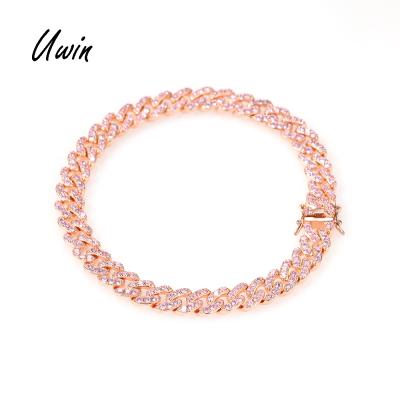 China Pink Hiphop 9mm Cuban Link Chain Anklet 9.5inches Iced Out D.C.A. CZ Miami Women Hitter Anklets for sale