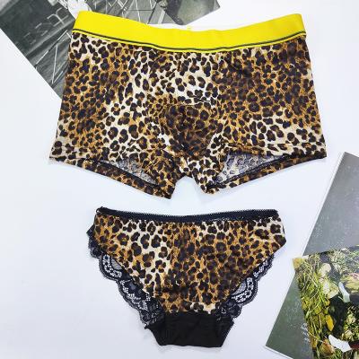 China Breathable Wholesales Briefs Women Men Boxer Briefs Breathable Cotton Leopard Print Couples Underwear for sale