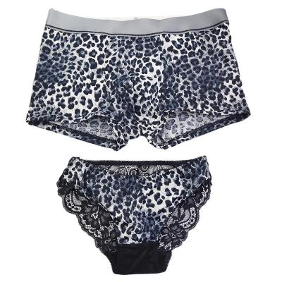 China Breathable Leopard Printed Men's Boxers Women's Panties Cotton Couples Breathable Underwear for sale