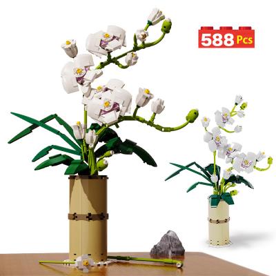 China Romantic DIY Building Brick Moc Bouquet Orchid Flowers Building Blocks City Decoration Diy Friends Friends Bricks Home Toys For Kids Girls Gift for sale