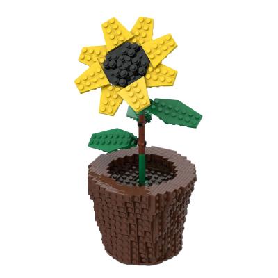 China DIY Brick Sunflower Plants Building Potted Flowers Building Block Kit Home Decoration Grass Flower Bricks MOC Toys Children Gift Sun Turnsole for sale