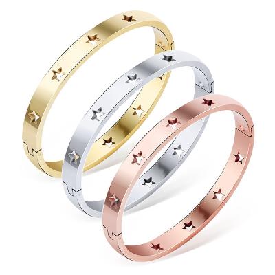 China CLASSIC Fashion Stainless Steel Bangle Women Men Slap Silver Color Rose Gold Special Charm Nail Gold Filled Bangle Jewelry Custom for sale