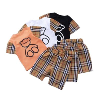 China Designer Casual Clothing Sets Child Cotton Pajamas Summer Shirt For Kids Shorts Kids Clothes Boy's Cowboy Suit Girls Tank Top for sale