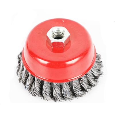 China 3 Inch Screw Knot Wire Polishing Angle Grinder with M 14 Wire Size and M 16 Steel Wire Cup Polishing Brush Te koop