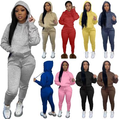 China DT-S000053 Custom Made Women Viable Jogging Suit Set Hooded Sweat Suits For Women Grow Top Jogging Suit for sale