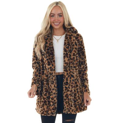 China DT-C000028 2021Hot Leopard Print Winter Plush Jacket Women Breathable Coats Winter and Autumn Coat Women Winter for sale