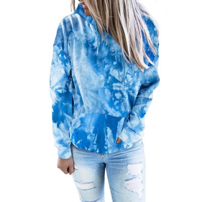 China Anti-wrinkle fall/winter 2021 new tie-dye print long sleeve hoodies casual coat for women for sale