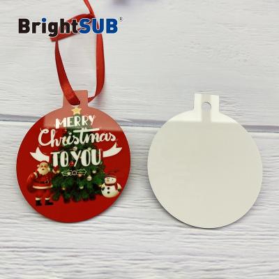 China brightsub 0.75mm double sided sublimation foil pearlized white christmas ornaments round metal blanks decoration for sale