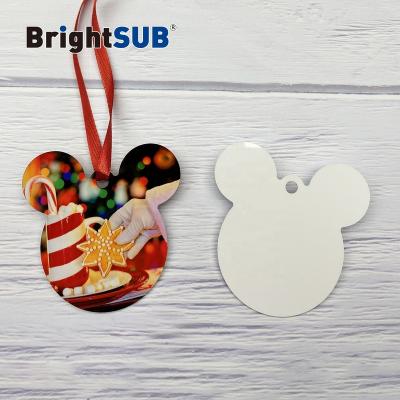 China Brightsub 0.75mm Double Sided Aluminum Double Sided Sublimation Foil Christmas Ornaments Mickey Metal Blanks Pearlized White Decoration for sale