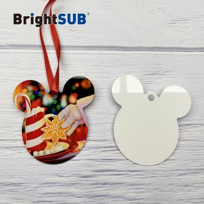 China Brightsub 0.75mm Single Sided Aluminum Annotate Sublimation Foil Christmas Ornaments White Mickey Metal Blanks Decoration for sale