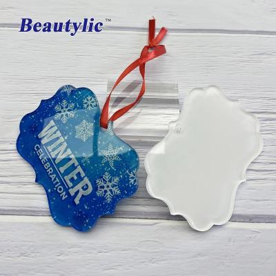 China Christmas Deoration LS-ACO09 Sublimation Christmas Decoration Ornaments White Heat Transfer Photo Printing Acrylic Flat PMMA Beautylic for sale