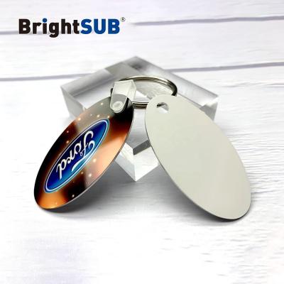 China BrightSUB 1.0mm White Gloss Sublimation Key Chain Aluminum Metal Custom Printable Keychains Heat Transfer Image Printing Blank for sale