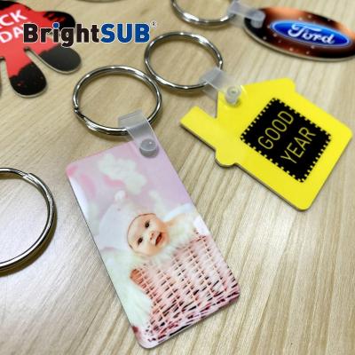 China BrightSUB 0.75mm luster heat transfer printing metal custom sublimation metal key chain white aluminum double sided dye for sale