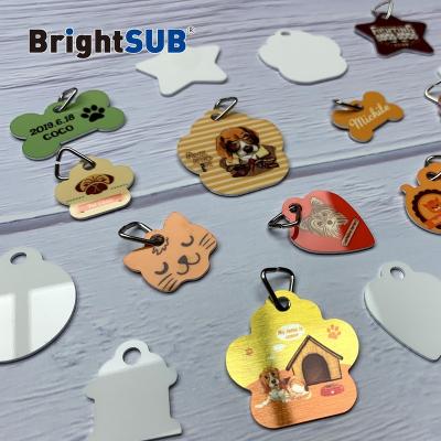 China Custom BrightSUB 1.0mm Gloss Sublimation Dog Tags Pet Business Gift Tag Dye Blanks Metal Aluminum Sublimation Blanks Printable Heat Transfer for sale