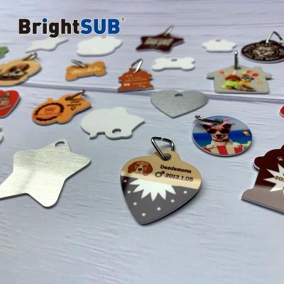 China Business Gift BrightSUB 1.0mm White Matte Sublimation Pet Tag Aluminum Metal Blanks Print Dog Tags Custom Printable Heat Transfer Cat Tags for sale