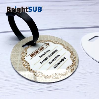 China BrightSUB 0.75mm Glossy Sublimation Aluminum Foil Luggage Tag Heat Transfer Dye Printable White Double Sided Metallic Custom Blanks for sale