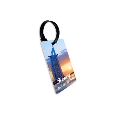 China BrightSUB 0.75mm luster sublimation aluminum foil white metal luggage tag double sided custom heat transfer image printing bag tags for sale